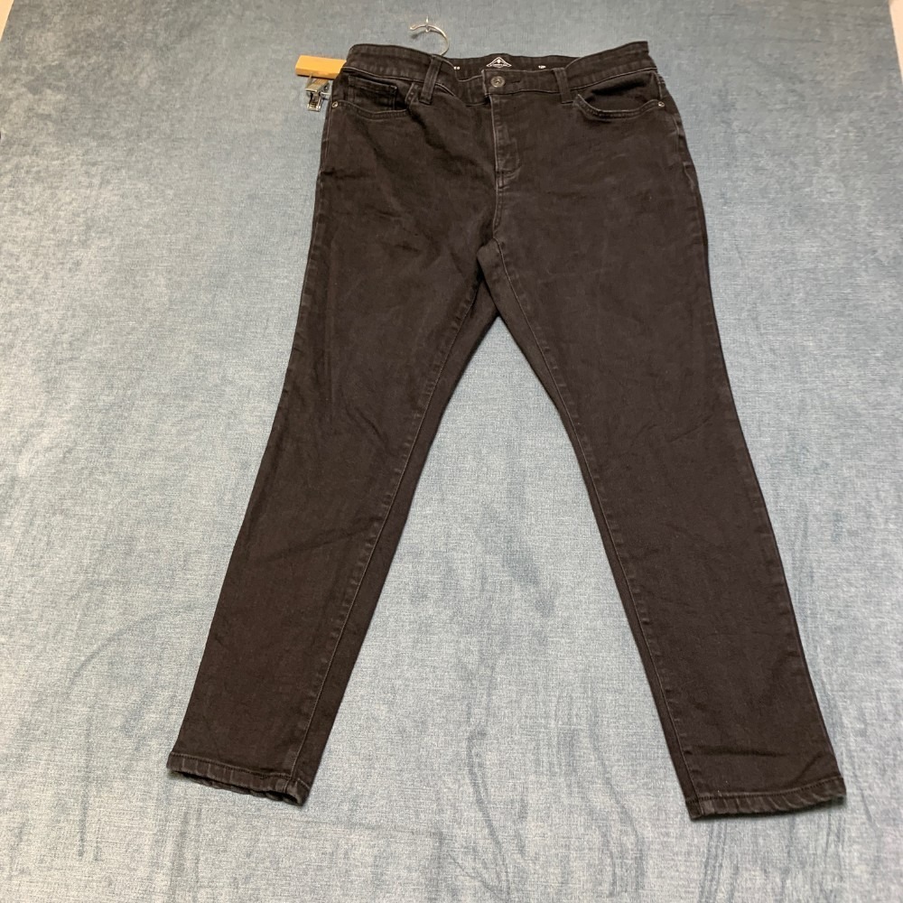 St John's Bay Skinny Leg Jeans Womens 12P Gray Denim Stretch Zip Fly Streetwear